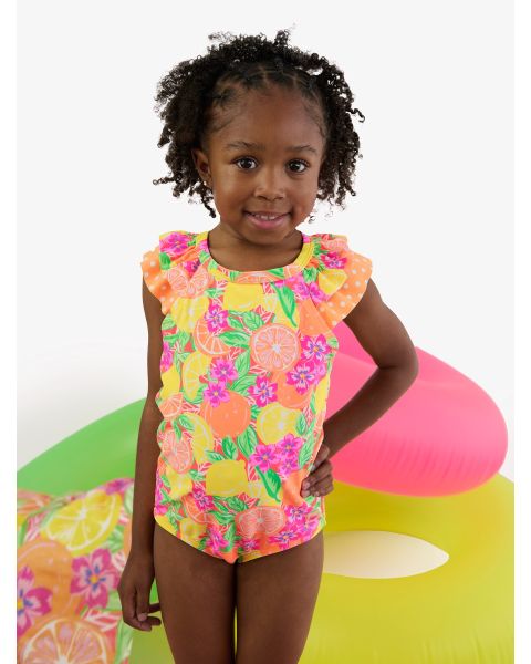 Neon Squeeze the Day Bow V-Back One Piece Swimsuit