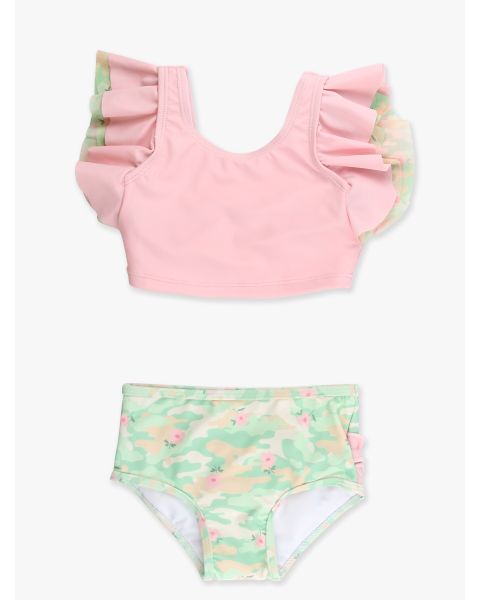 Sage Blossom Camo Butterfly Tankini 2-Piece Swimsuit, with Signature Rear Ruffles