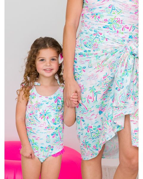 Tropical Resort Tie Shoulder One Piece