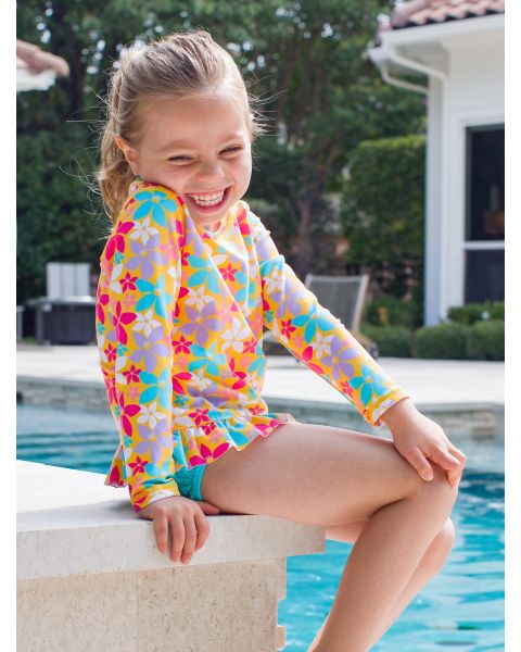 Endless Summer Floral Long Sleeve Rash Guard Bikini