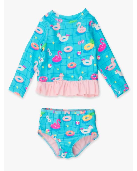 Neon Pool Party Long Sleeve Rash Guard Bikini