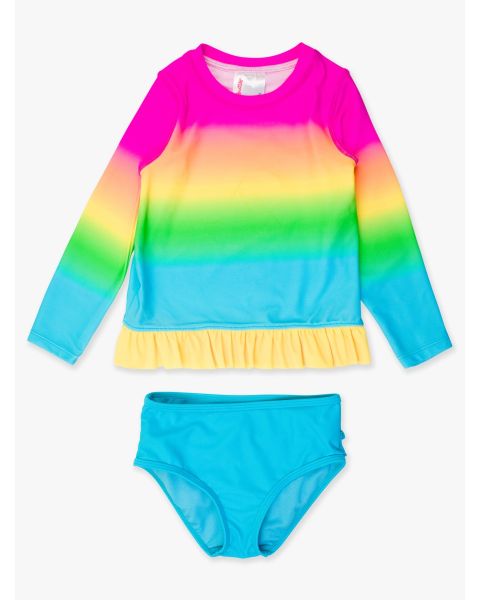 Neon Sunset Long Sleeve Rash Guard Bikini