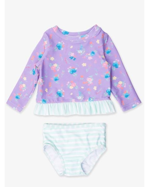 Purple Garden Long Sleeve Rash Guard Bikini