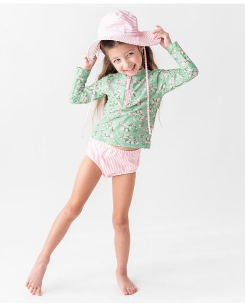 Tea Roses Long Sleeve Zipper Rash Guard 2-Piece