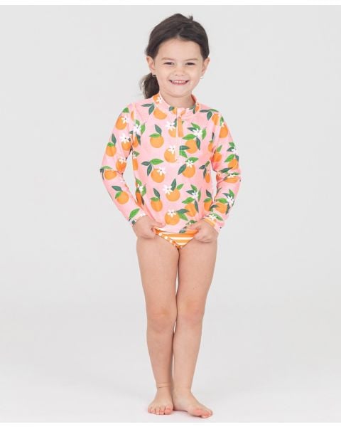 Orange You The Sweetest Long Sleeve Zipper Rash Guard Bikini