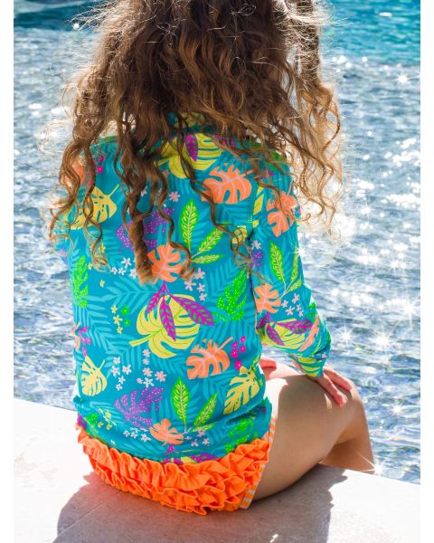 Neon Tiki Vibes Long Sleeve Zipper Rash Guard 2-Piece