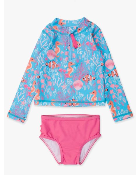 Ocean Tides Long Sleeve Zipper Rash Guard 2-Piece