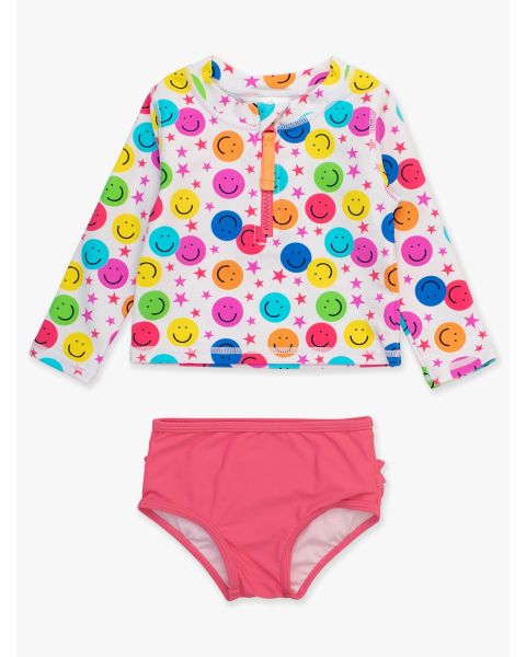 Star Smile Long Sleeve Zipper Rash Guard 2-Piece