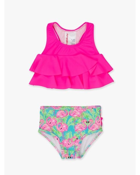 Neon Flamingo Fun Flounce Bikini 2-Piece Swimsuit, with Signature Rear Ruffles
