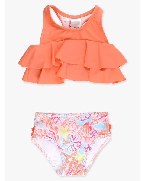 Sunset Seashells Flounce Bikini 2-Piece Swimsuit, with Signature Rear Ruffles