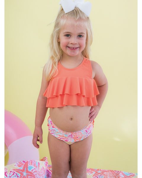 Sunset Seashells Flounce Bikini 2-Piece Swimsuit, with Signature Rear Ruffles