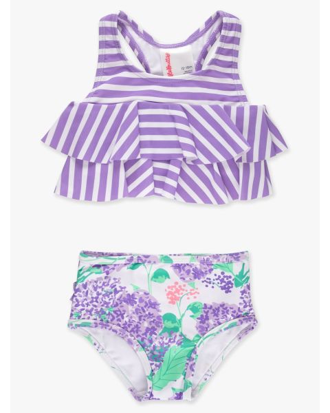 Purple Hydrangea Garden Flounce Bikini 2-Piece Swimsuit, with Signature Rear Ruffles