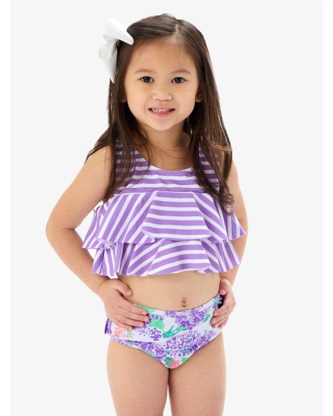 Purple Hydrangea Garden Flounce Bikini 2-Piece Swimsuit, with Signature Rear Ruffles