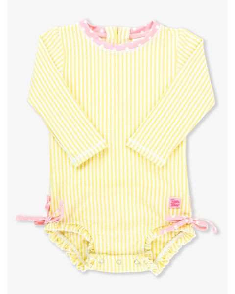 Banana Seersucker Long Sleeve Rash Guard One Piece