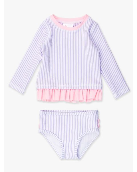 Lavender Seersucker Long Sleeve Rash Guard Bikini