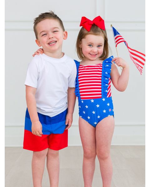 Shimmer Stars & Stripes Pinafore One Piece Swimsuit