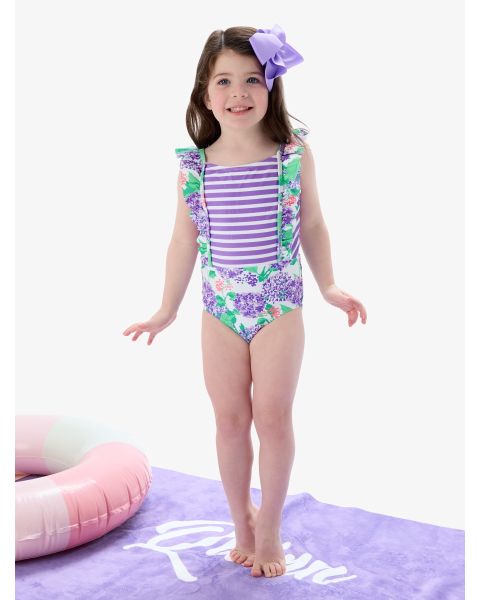 Purple Hydrangea Garden Pinafore One Piece Swimsuit