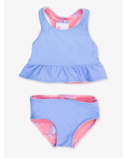 Pink Seas the Day Reversible Peplum Tankini
