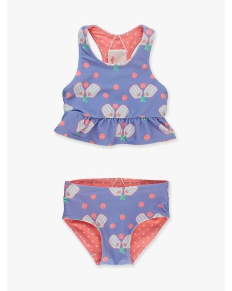 Pickleball Playtime Reversible Peplum Tankini Swimsuit