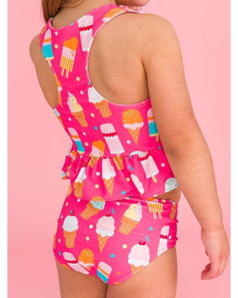 Sweet Scoops Reversible Peplum Tankini 2-Piece Swimsuit