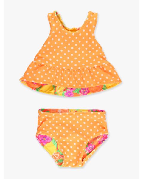 Neon Squeeze the Day Reversible Peplum Tankini 2-Piece Swimsuit