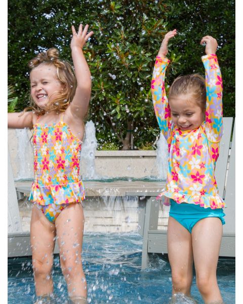 Endless Summer Floral Peplum Smocked Bodice One Piece