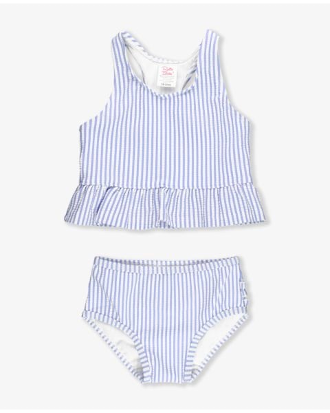 Periwinkle Blue Seersucker Peplum Tankini