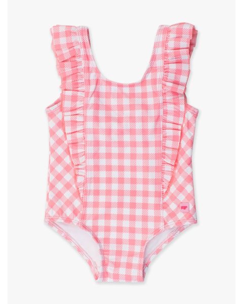 Bubblegum Pink Gingham Waterfall One Piece