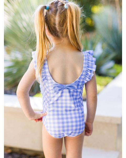 Periwinkle Blue Gingham Waterfall One Piece