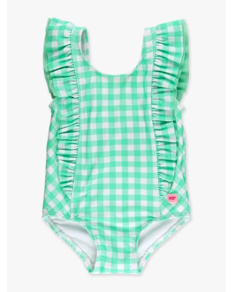 Spring Bud Gingham Waterfall One Piece Swimsuit