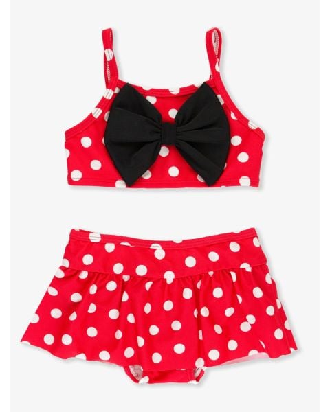 Red Vintage Polka Dot Bow Skirted Bikini