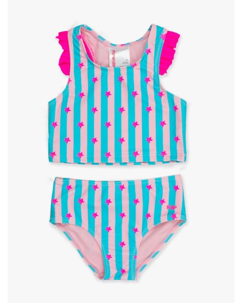 Neon Star Party Girls Racerback Flutter Tankini