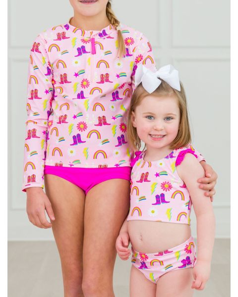 Cowgirl Cutie Girls Racerback Flutter Tankini