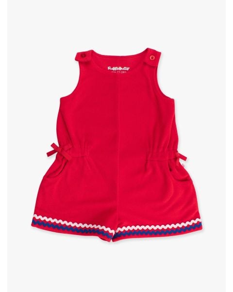 Vintage Red Terry Cover-Up Romper