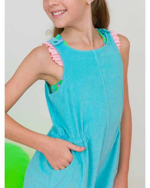 Bright Aqua Terry Cover-Up Romper