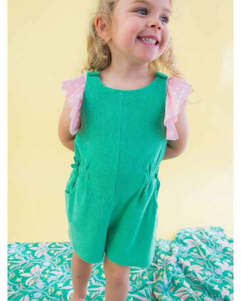 Bright Green Terry Cover-Up Romper