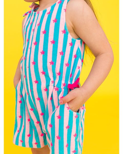 Neon Star Party Terry Cover-Up Romper