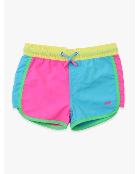 Neon Color Block Girls Board Shorts