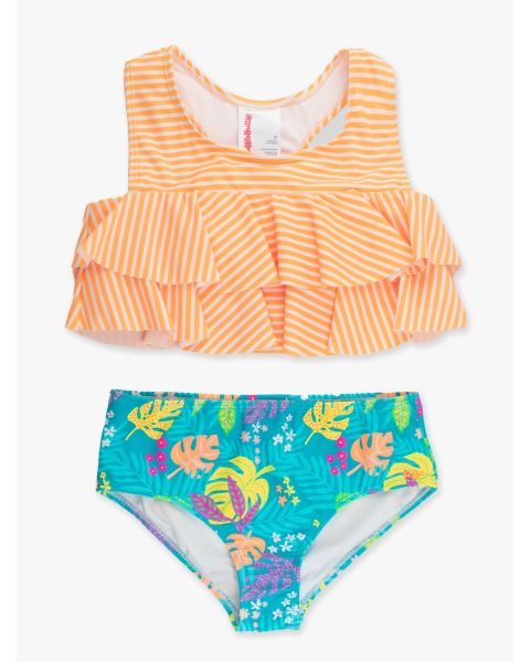 Neon Tiki Vibes Girls Flounce Bikini