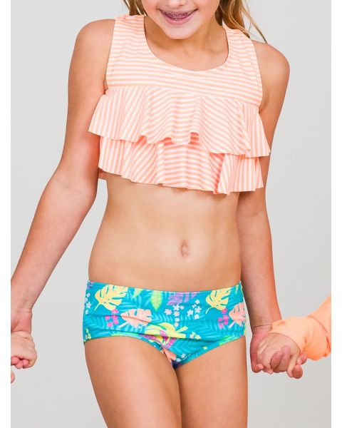 Neon Tiki Vibes Girls Flounce Bikini