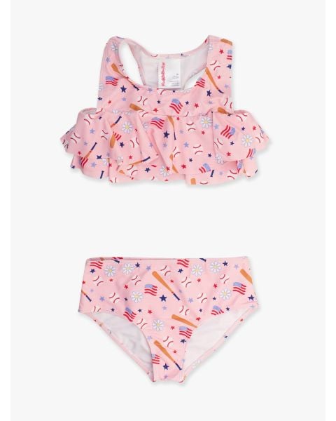Pink Play Ball Girls Flounce Bikini
