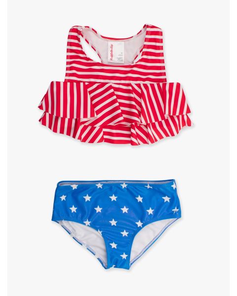 Shimmer Stars & Stripes Girls Flounce Bikini Swimsuit