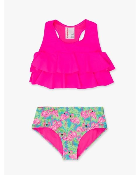 Neon Flamingo Fun Flounce 2-Piece Swimsuit