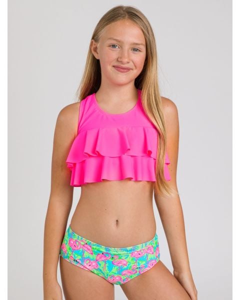 Neon Flamingo Fun Flounce 2-Piece Swimsuit