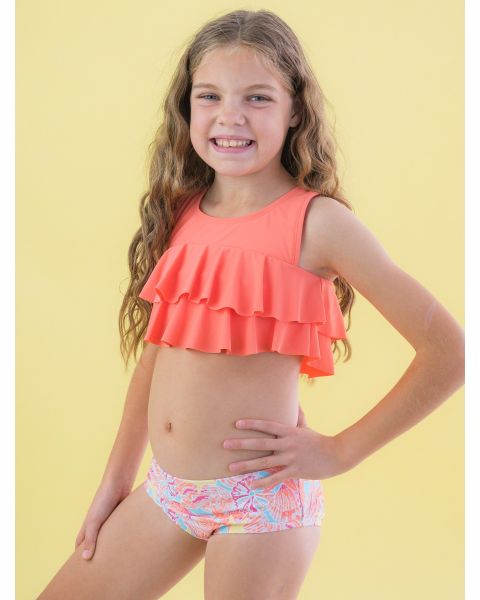 Sunset Seashells Flounce Bikini 2-Piece Swimsuit