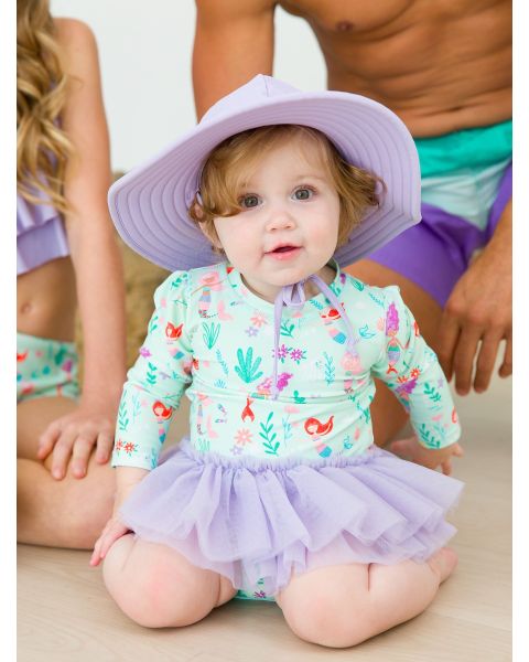 Mermaid Princess Tulle Skirted One Piece Rash Guard
