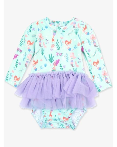 Mermaid Princess Tulle Skirted One Piece Rash Guard