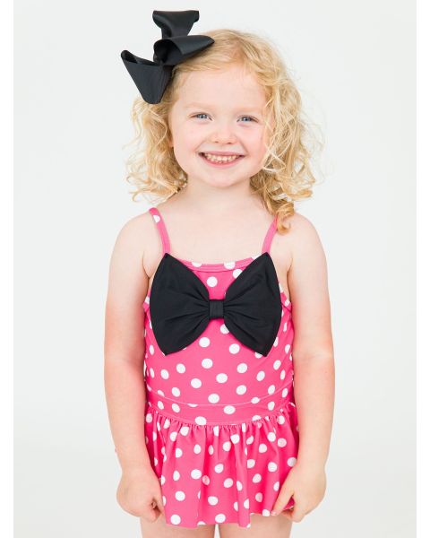 RUFFLE BUTTS Girl’s Pink White Reversible Polka Dot Stripe