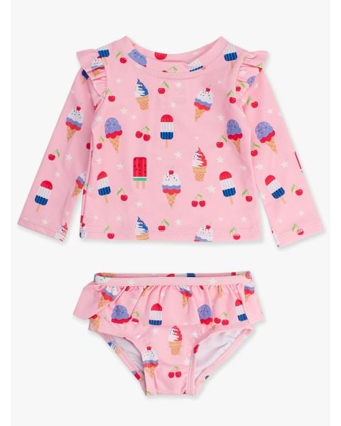 Sweet Freedom Skirted Flutter Long Sleeve Rash Guard Bikini