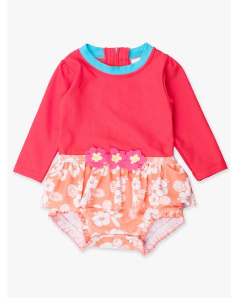 Island Princess Long Sleeve Flower Skirted One Piece